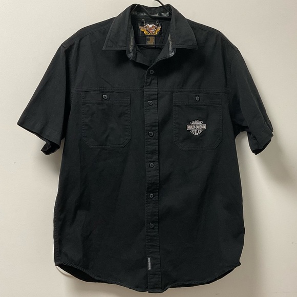 Men’s Harley-Davidson Classic Embroidered Pocket Logo 100% Cotton Button Shirt! - Picture 2 of 10